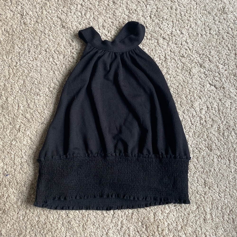 Free People Open Back High Neck Black Tank Top Size XL Lightweight Summer